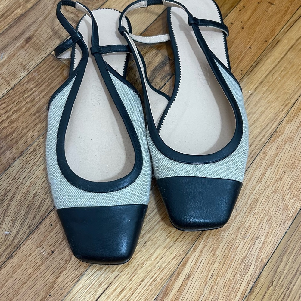 Chic Black and Beige Slingback Flats